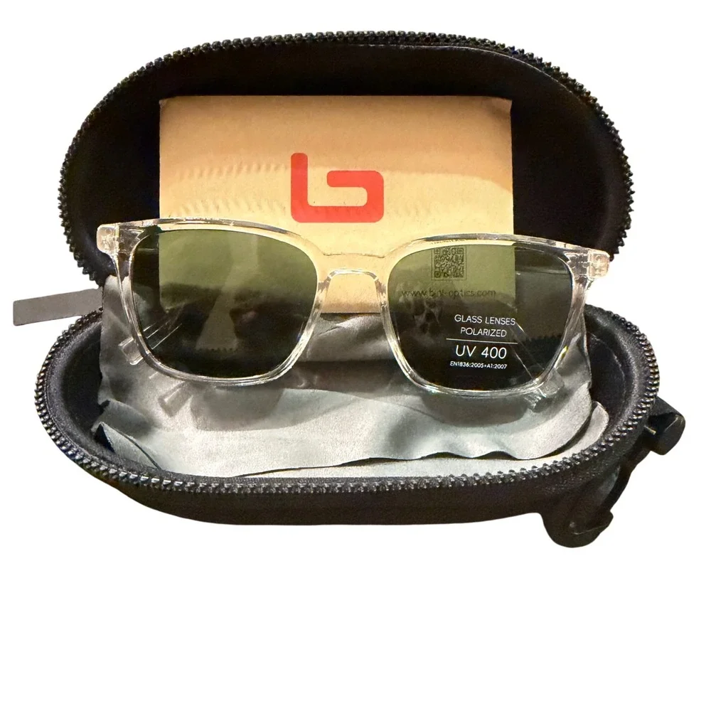NWT‎ B.N.U.S Polarized Sunglasses Crystal Clear G-15 Corning Glass UV400